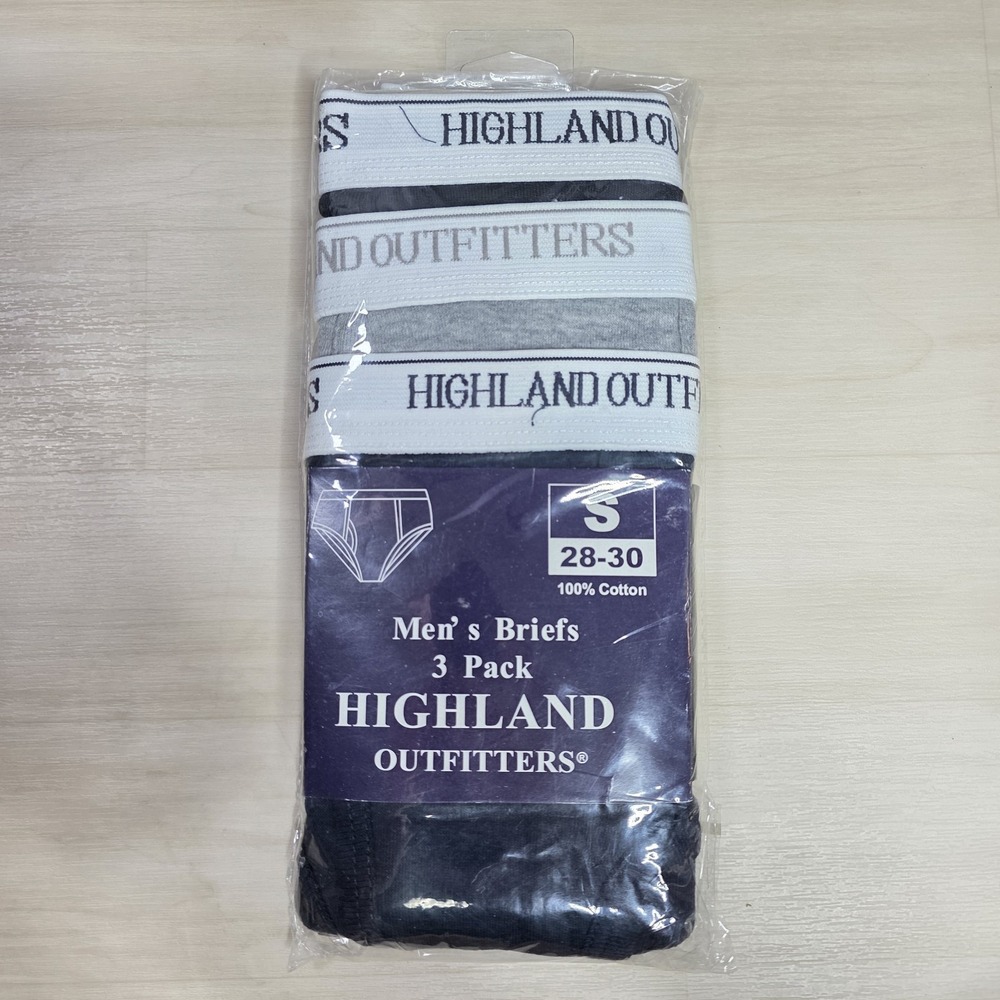 Highland Outfitters Cotton‎ Briefs Men's Size Small 28-30 3 Pack Black Gray New